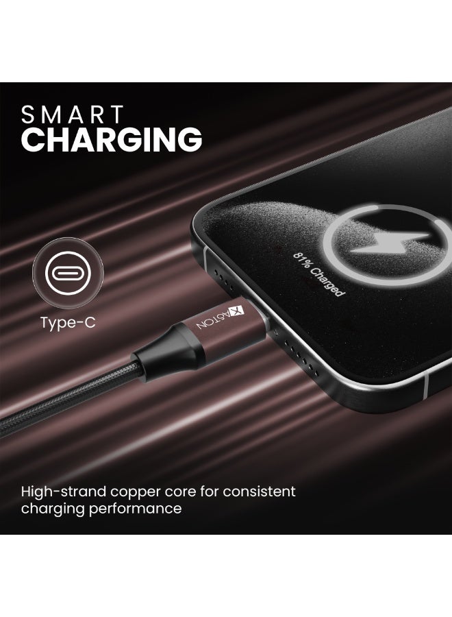 XASTON Type-C to Type-C Cable With 100W Fast Charging, Power Delivery Data & Charging Cable, Metal Braided USB-C Cable, Durable High Speed Transfer, Compatible with MacBook, Laptop, Smartphone and USB-C Devices (NCC14) - Image 5